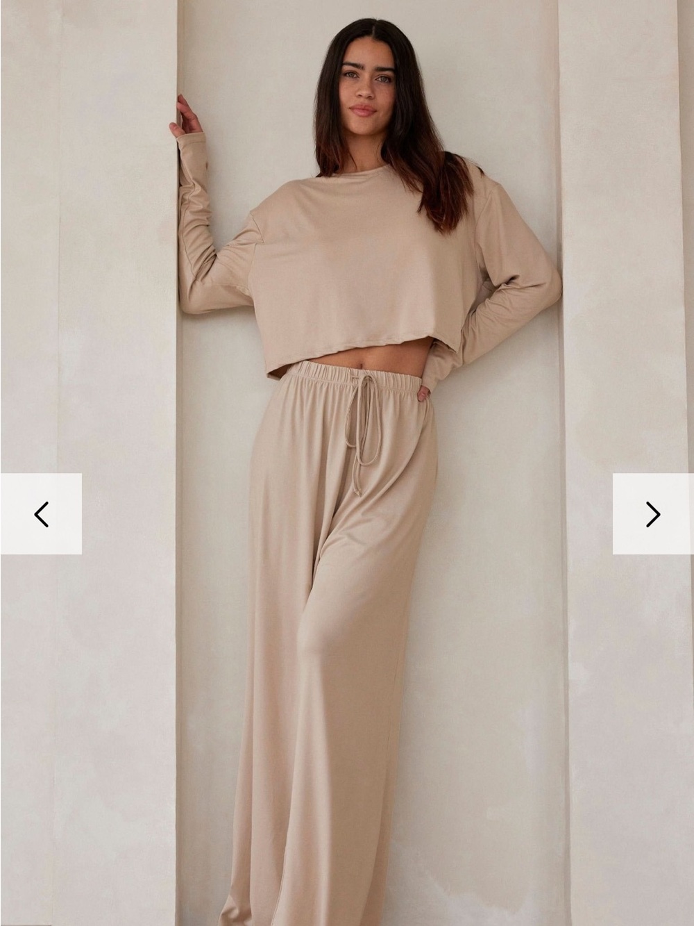 Bumpsuit The Cloud Long Sleeve Crop Tee Oat Beige Size Medium Bestseller Soft
